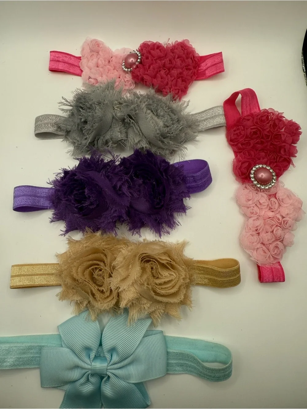 Multi-Pack Floral Kids Headbands — Pink, Light Pink, Gray, Purple, Gold, Blue